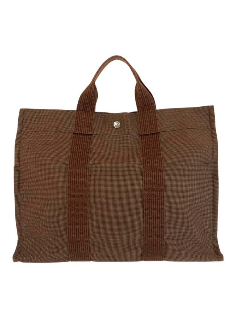 Hermes Her Line Brown Silver Polyamide Tote - Picture 2 of 9